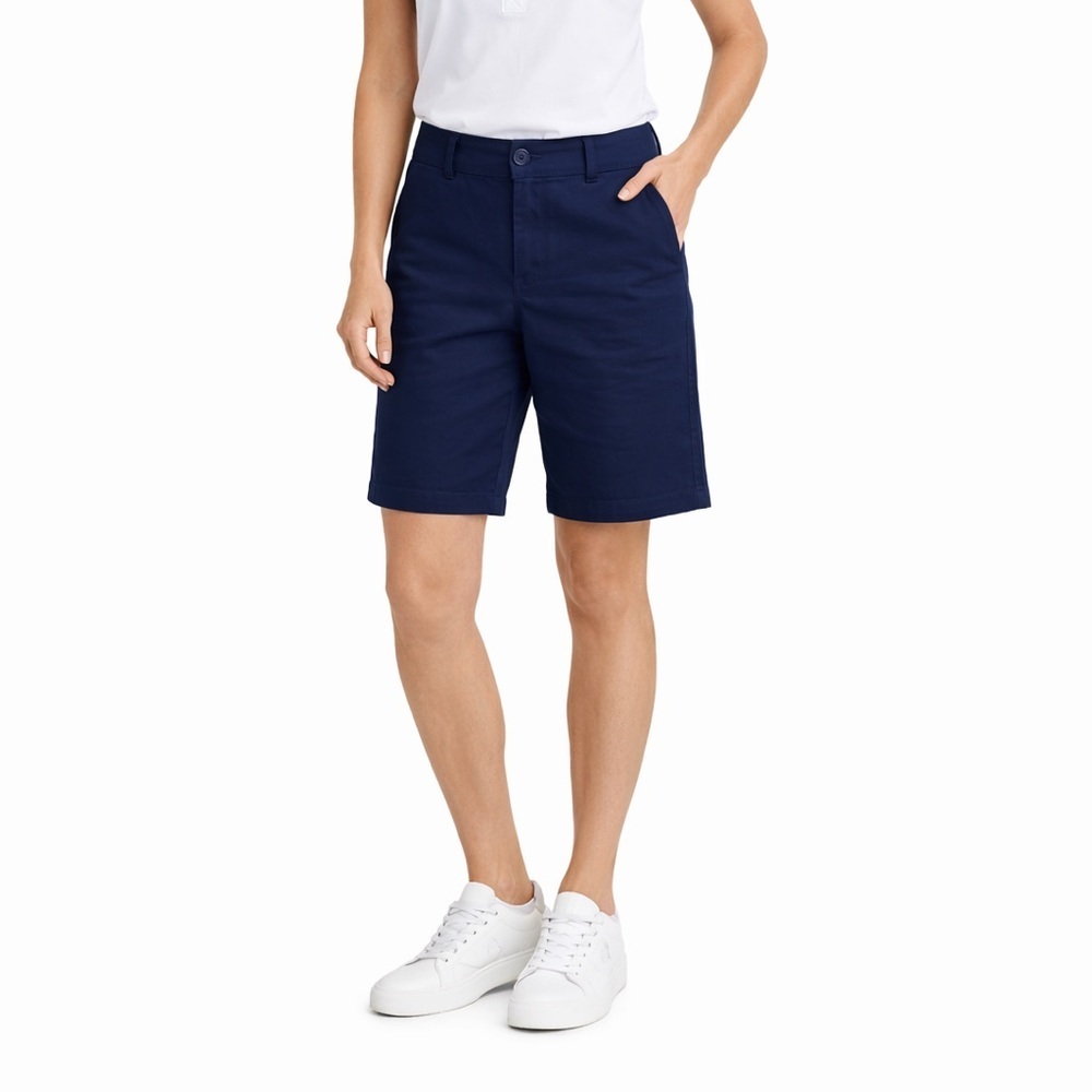 Tommy Hilfiger Navy Bermuda Chino Shorts Women Size 12 Preppy Classic